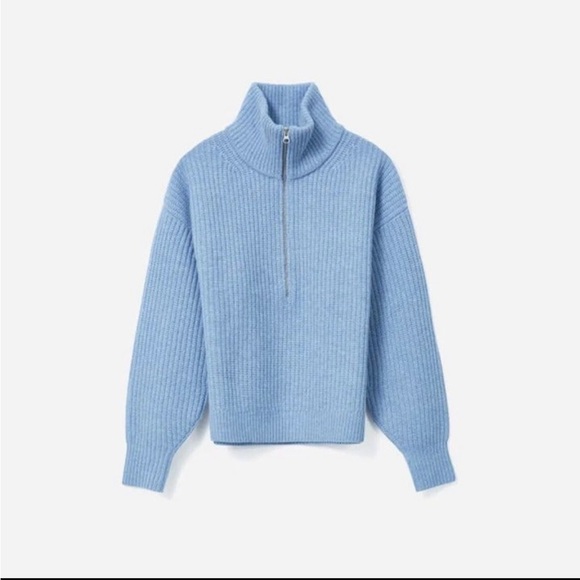 Everlane Felted Merino Half-Zip Sweater in Light Blue - Picture 2 of 7